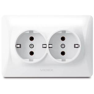 Розетка Videx BINERA 2ая із заземленням (VF-BNSK2G-W) зображення 1