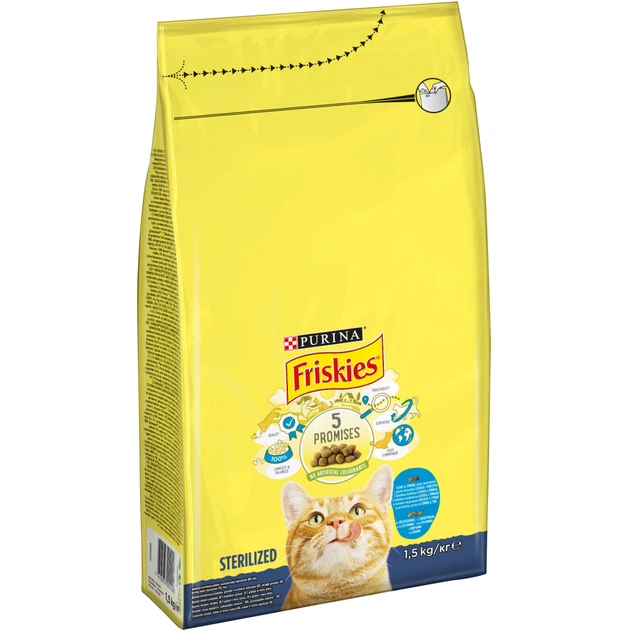 Сухой корм для кошек Purina Friskies Sterile с лососем и овощами 1.5 кг (7613033002458) - изображение 1