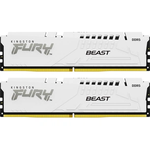 Модуль пам'яті для комп'ютера DDR5 64GB (2x32GB) 6000 MHz FURY Beast White Kingston Fury (ex.HyperX) (KF560C40BWK2-64) зображення 1