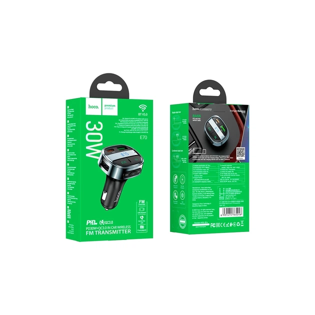 FM модулятор HOCO E70, Black, Box - picture 4