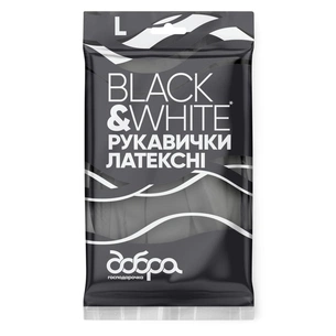 Рукавички господарські Добра Господарочка Black&White Латексні Розмір L (4820086523813) picture 1