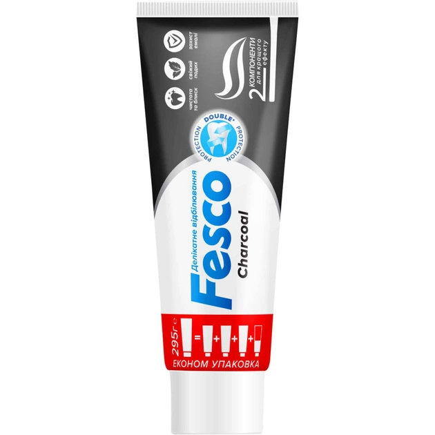 Зубна паста Fesco Charcoal Делікатне відбілювання 250 мл (4823098414056) - зображення 1