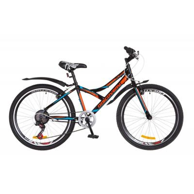 Велосипед Discovery 24" FLINT 2018 14G DD рама-14" St чорно-помаранчево-синій (OPS-DIS-24-100) - изображение 1