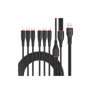 Дата кабель USB 2.0 AM to 2xLightning + 2xMicro 5P + 2xUSB-C 1.2m black XO (XO-NB196-6in1) зображення 1