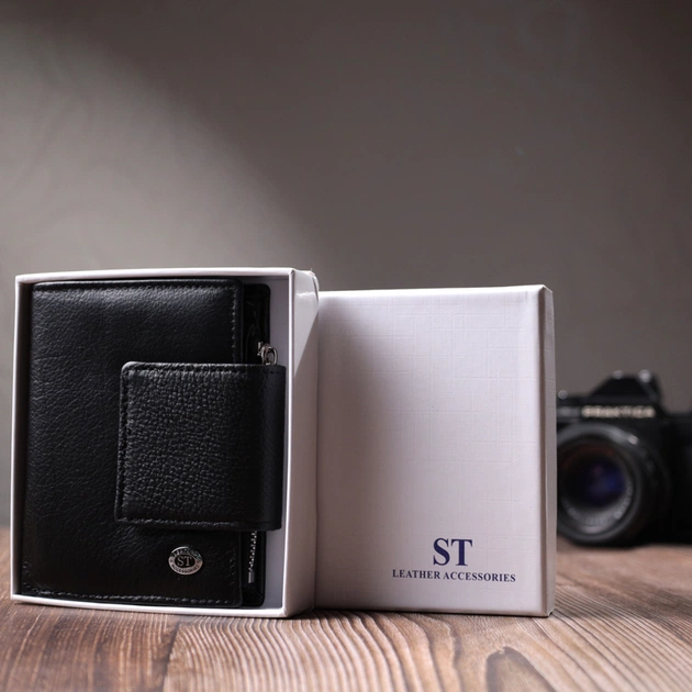 Гаманець ST Leather З натуральної шкіри Чорний (22703) - зображення 11