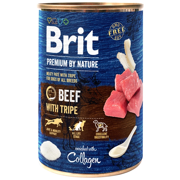 Консерви для собак Brit Premium by Nature яловичина з тельбухами 400 г (8595602538584) - зображення 1