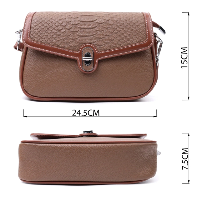 Сумка Vintage Жіноча з фактурним клапаном з натуральної шкіри Коричнева (22621) - зображення 3