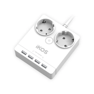 Сетевой фильтр-удлинитель IKOS F24S-U White (0005-CEF) изображение 1