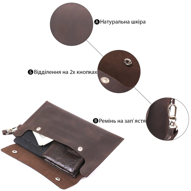 Косметичка Shvigel Шкіряна вінтажна тревел Коричнева (16428) - зображення 4