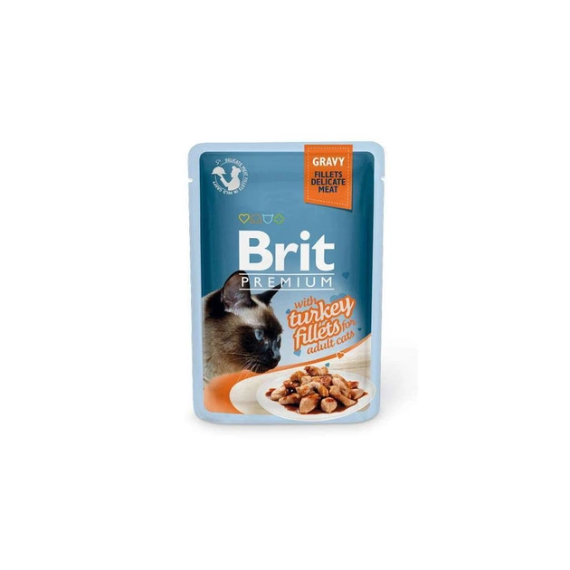 Вологий корм для кішок Brit Premium Cat 85 г (філе індички в соусі) (8595602518531) - изображение 1