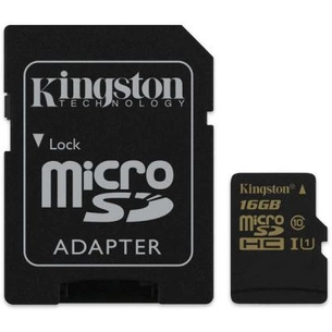 Карта пам'яті Kingston 16Gb microSDHC Class 10 UHS-I + SD adapter (SDCA10/16GB) зображення 1
