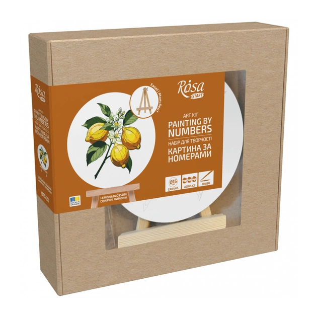 Картина по номерам Rosa Сонячні лимони", кругла, 15 см, з мольбертом (4823098548683) - picture 1