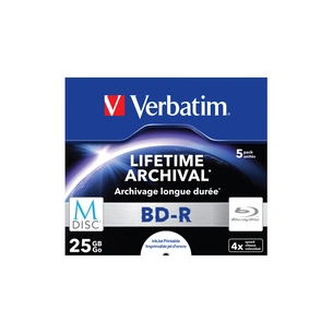 Диск BD Verbatim 25Gb 4x Jewel Case 5шт M-Disc Archival Media (43823) изображение 1