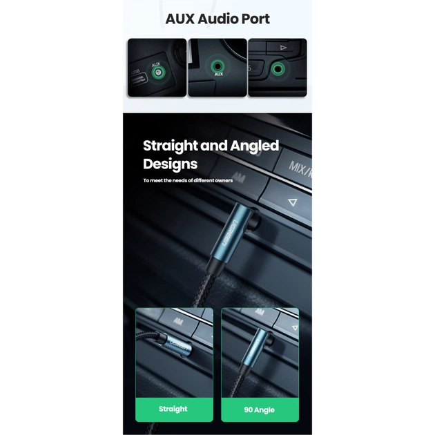 Кабель мультимедійний 3.5mm M to 3.5mm M 1.5m 90° corner AV112 blue Ugreen (60180) - изображение 5