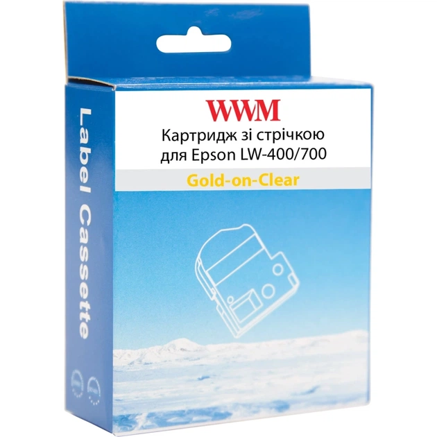 Стрічка для принтера етикеток WWM для Epson LW-400/700 9mm х 8m Gold-on-Clear (WWM-ST9Z) - picture 2