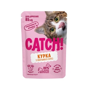 Вологий корм для кішок Catch! з куркою та овочами в соусі 85 г (4820261921977) зображення 1
