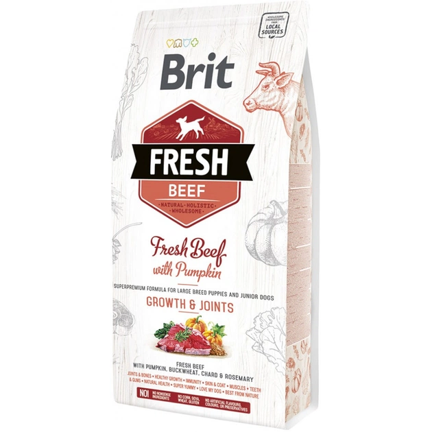 Сухой корм для собак Brit Fresh Beef/Pumpkin Puppy Large 2.5 кг (8595602530762) - изображение 1