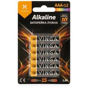 Батарейка AAA LR03 Alkaline 12pcs Blister Vinga (VJABAAA12) зображення 1