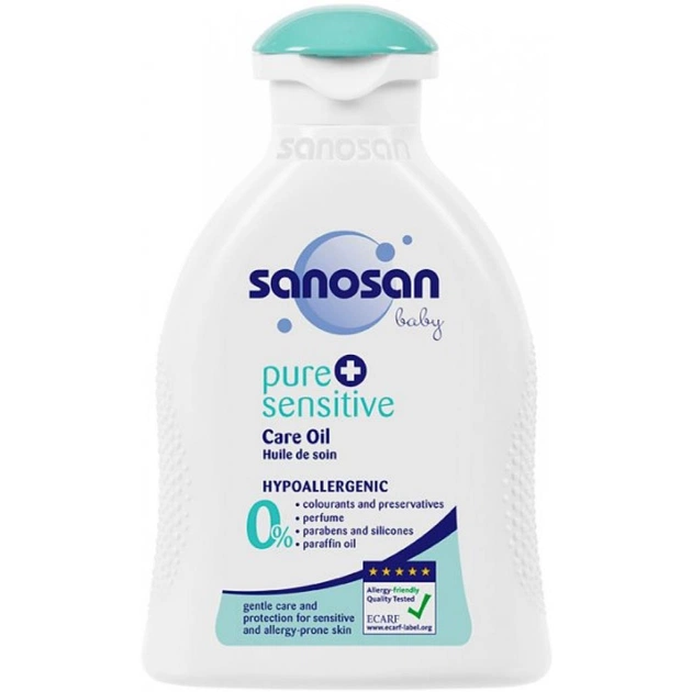 Дитяча олія Sanosan Pure & sensitive гіпоалергенна для чутливої шкіри 200 мл (4003583197316) - изображение 1