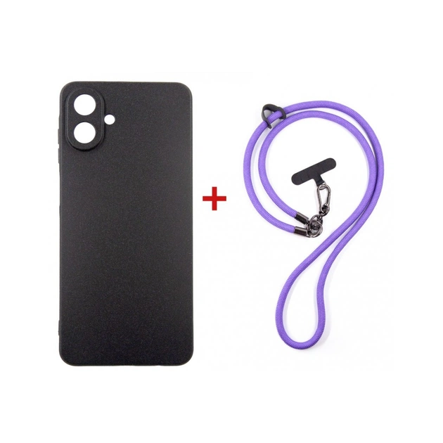 Чохол до мобільного телефона Dengos Case + Cross-body Strap Samsung Galaxy A07 Black+Purple (DG-KM-CCRB-16) - зображення 1