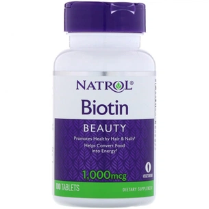 Вітамін Natrol Біотин, Biotin 1000 мкг, 100 таблеток (NTL-05239) зображення 1