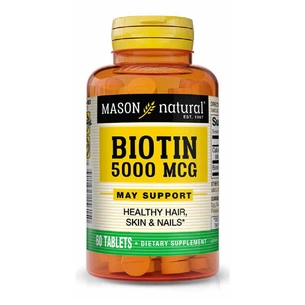 Вітамін Mason Natural Біотин 5000 мкг, Biotin, 60 пігулок (MAV15615) зображення 1