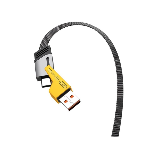 Дата кабель USB 2.0 AM to USB-C + USB 2.0 AM to Lightning 1.0m 60W black XO (NB283_4-in-1_Black) - изображение 1