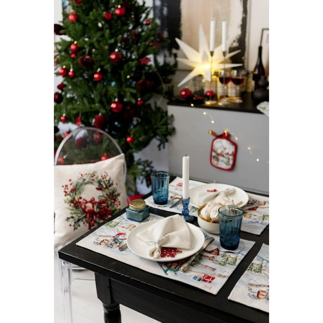 Серветка на стіл Прованс гобеленова з велюром Снігова зима 30х50 см (036440) - зображення 7