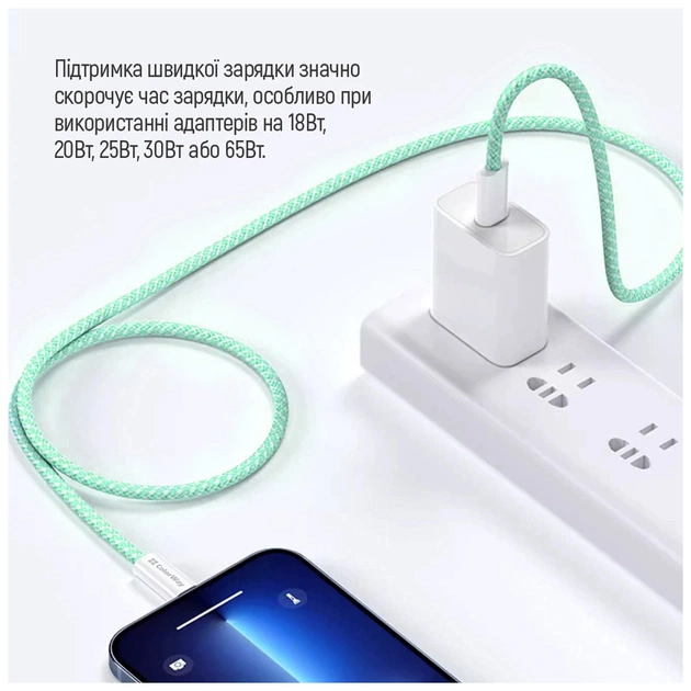 Дата кабель USB-C to USB-C 1.0m 60W 3.0А green ColorWay (CW-CBPDCC061-G) - picture 11