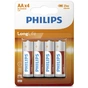 Батарейка Philips AA R6 LongLife Zinc Carbon * 4 (R6L4B/10) - зменшене зображення 1