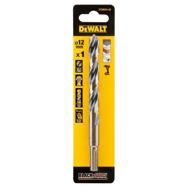 Сверло DeWALT по металлу Black & Gold,HSS-G, 12.0 х 151 х 101 мм (DT20534) - изображение 1