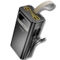 Батарея универсальная HOCO 30000mAh Plentiful 22.5W, built-in cables, LED, Black (DB58 / 715030) - уменьшенное изображение 2