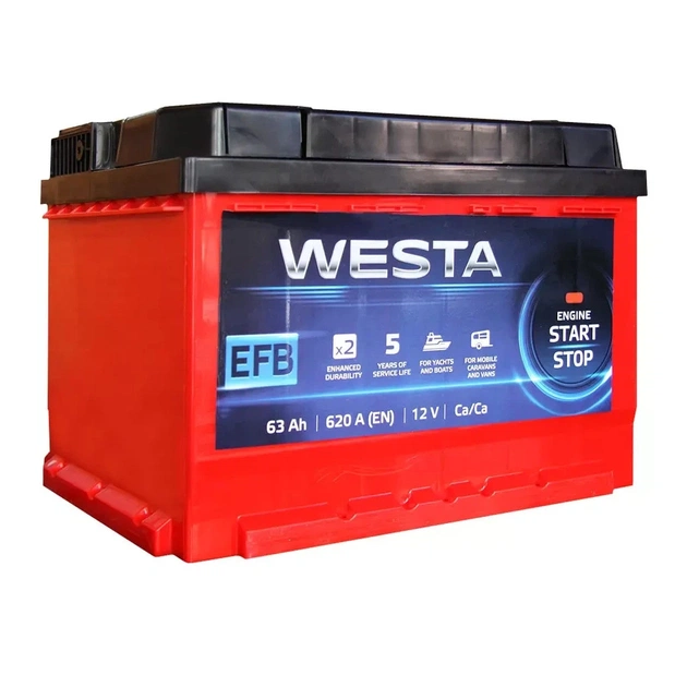 Аккумулятор автомобильный Westa 6CT-63 А (0) RED EFB - изображение 1