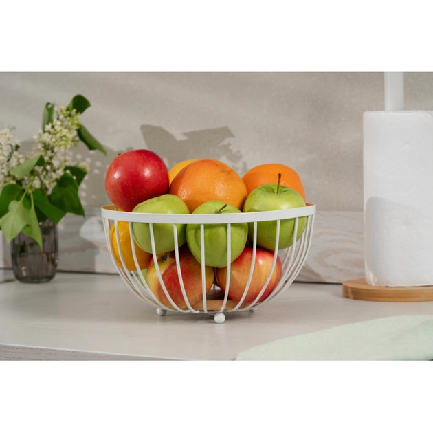 Фруктовниця Ardesto Midori 25х25х13см, метал, дерево, білий (AR0904W) - picture 7