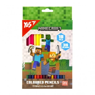 Олівці кольорові Yes Minecraft 18 шт 36 кол. (290768) зображення 1