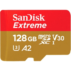 Карта пам'яті SanDisk 128GB microSD class 10 UHS-I U3 V30 A2 Extreme (SDSQXA1-128G-GN6MN) зображення 1