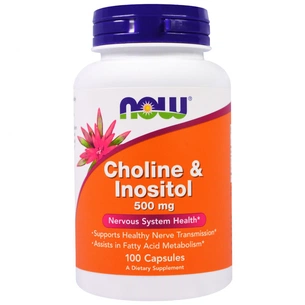 Вітамін Now Foods Холін (В4) та Інозітол (В8), Choline & Inositol, 500 мг, 100 (NOW-00470) зображення 1