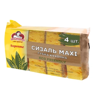 Губки кухонні Помічниця Сизаль Maxi Supreme 4 шт. (4820212004766) зображення 1