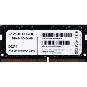 Модуль пам'яті для ноутбука SoDIMM DDR4 16GB 2666 MHz Prologix (PRO16GB2666D4S) зображення 1