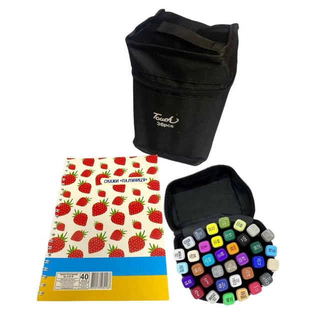 Набір маркерів Touch двосторонніх скетч маркерів 36 шт в чохлі + блокнот А5 (40 арк) в асортименті для дівчаток (XK-MRK-GRL) - picture 7