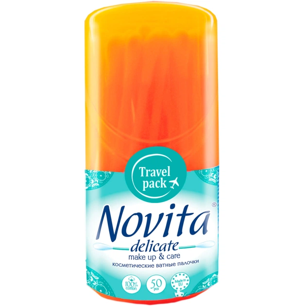 Ватні палички Novita Delicate в круглій банці моноблок 50 шт. (4823071619423) - изображение 4