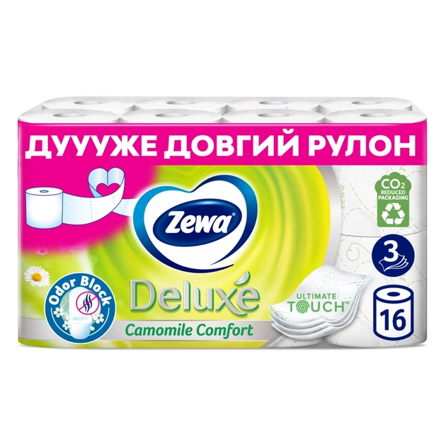 Туалетний папір Zewa Deluxe Ромашка 3 шари 16 рулонів (7322540201925) - зображення 1