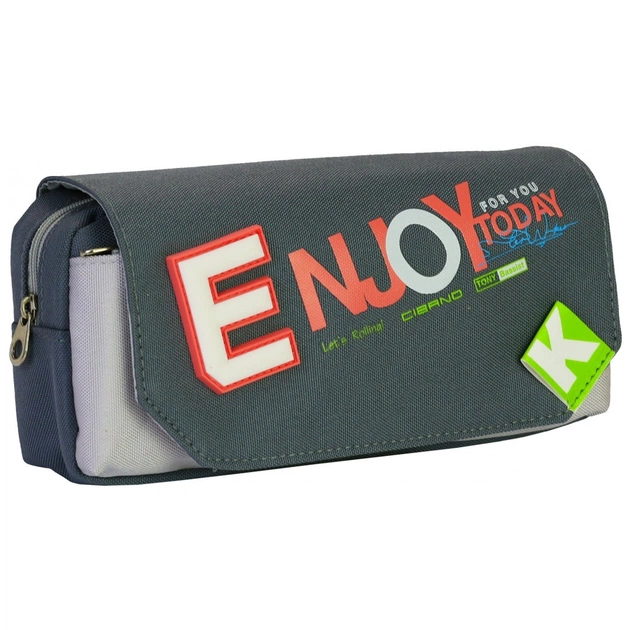 Пенал Cool For School 2 відділення з кишенею Сірий (CF6920-grey) - зображення 1