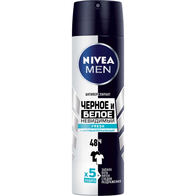 Антиперспірант Nivea Men Чорне та Біле Невидимий Fresh спрей 150 мл (4005900379313) - изображение 1