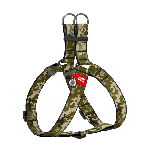 Шлея для собак WAUDOG Nylon з QR паспортом "Мілітарі" пластиковий фастекс XL (324-4026) - picture 1