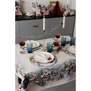 Скатертина Прованс гобеленова з велюром Снігова зима 135х350 см (037477) зображення 1