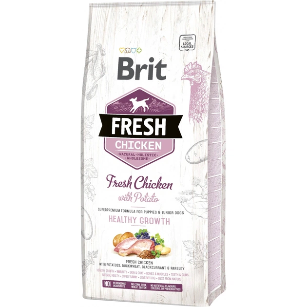 Сухой корм для собак Brit Fresh Chicken/Potato Puppy 12 кг (8595602530717) - изображение 1