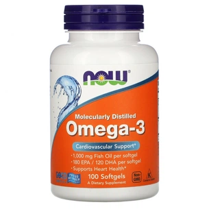 Жирные кислоты Now Foods Омега-3 1000мг, 100 желатиновых капсул (NOW-01650) изображение 1