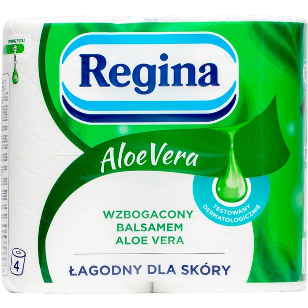 Туалетний папір Regina Aloe Vera 18 м 150 відривів 3 шари 4 рулони (8004260499095) - изображение 1