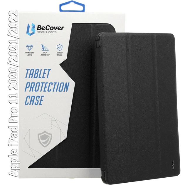 Чохол до планшета BeCover Tri Fold Hard Apple iPad Pro 11 2020/2021/2022 Black (709666) (709666) - изображение 1
